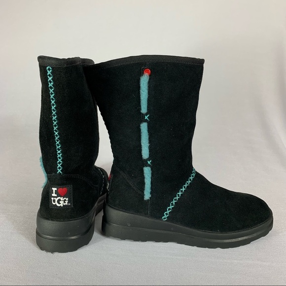 UGG Australia I love Ugg Black Hearts Studded Boot - Picture 5 of 6